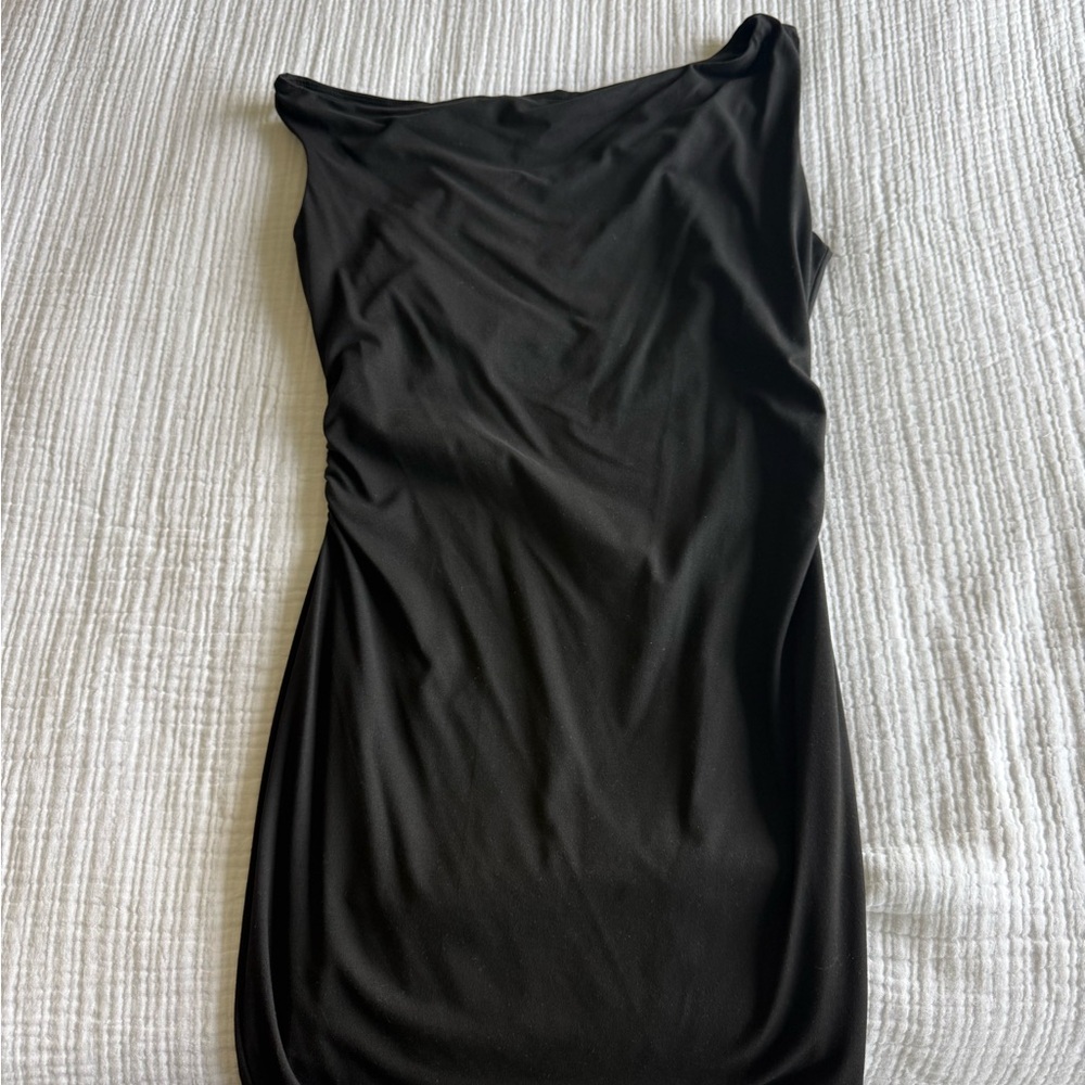 Stretch Off the Shoulder Black Women's mini Dress